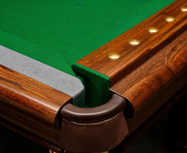 Slate pool table rail and cloth details
