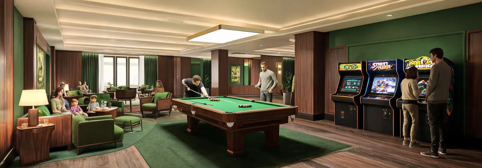 Billiards room and hospitality lounge
